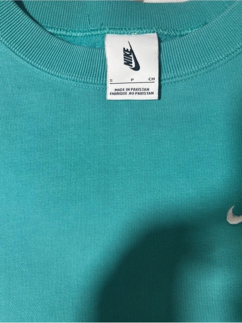Nike Men's Teal Crewneck Sweatshirt with Small Swoosh